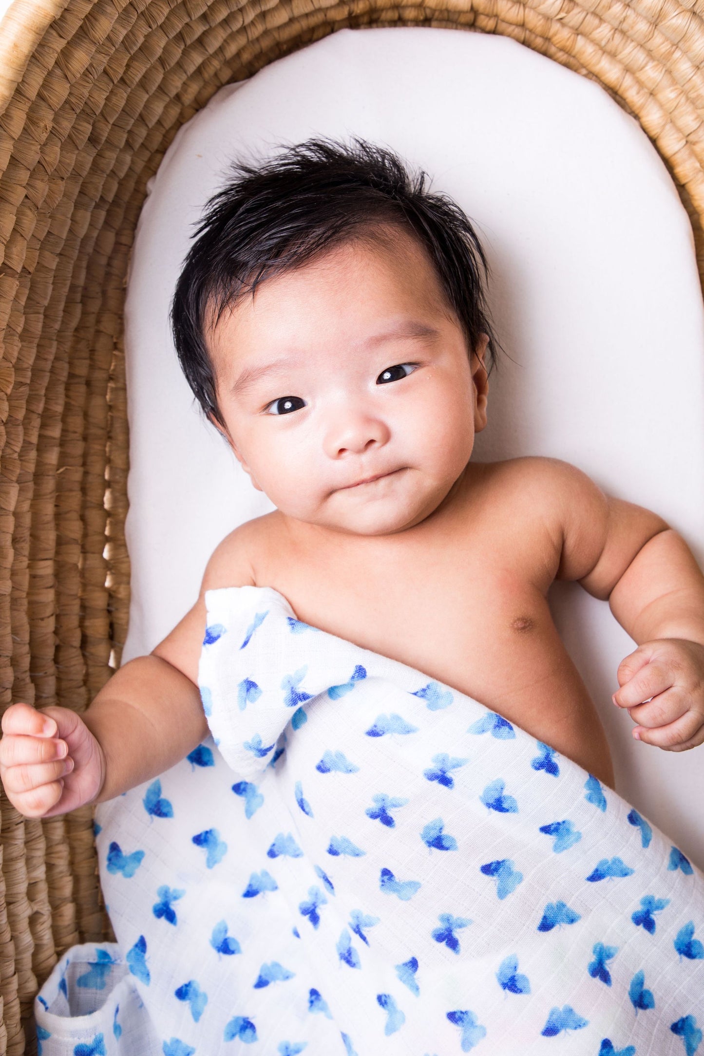 ORGANIC SWADDLE - BLUE BUTTERFLY