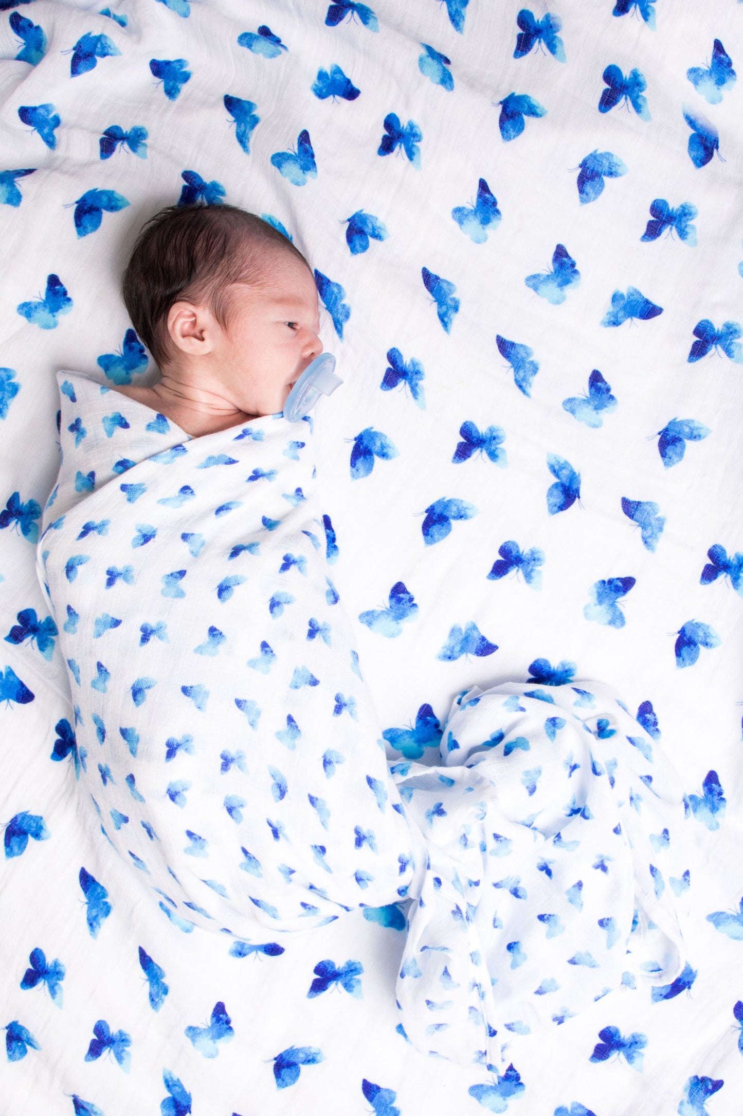 ORGANIC SWADDLE - BLUE BUTTERFLY