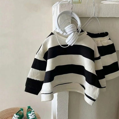 Striped Sweatshirt and Shorts Set