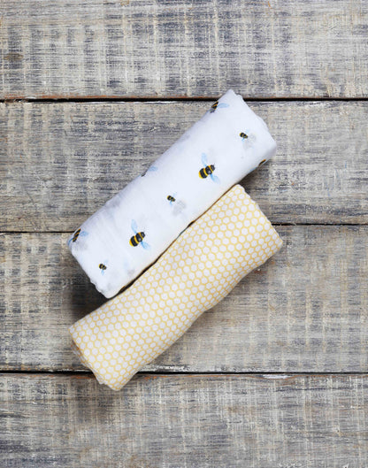 ORGANIC SWADDLE SET - BUSY BEES (Bee + Hive)