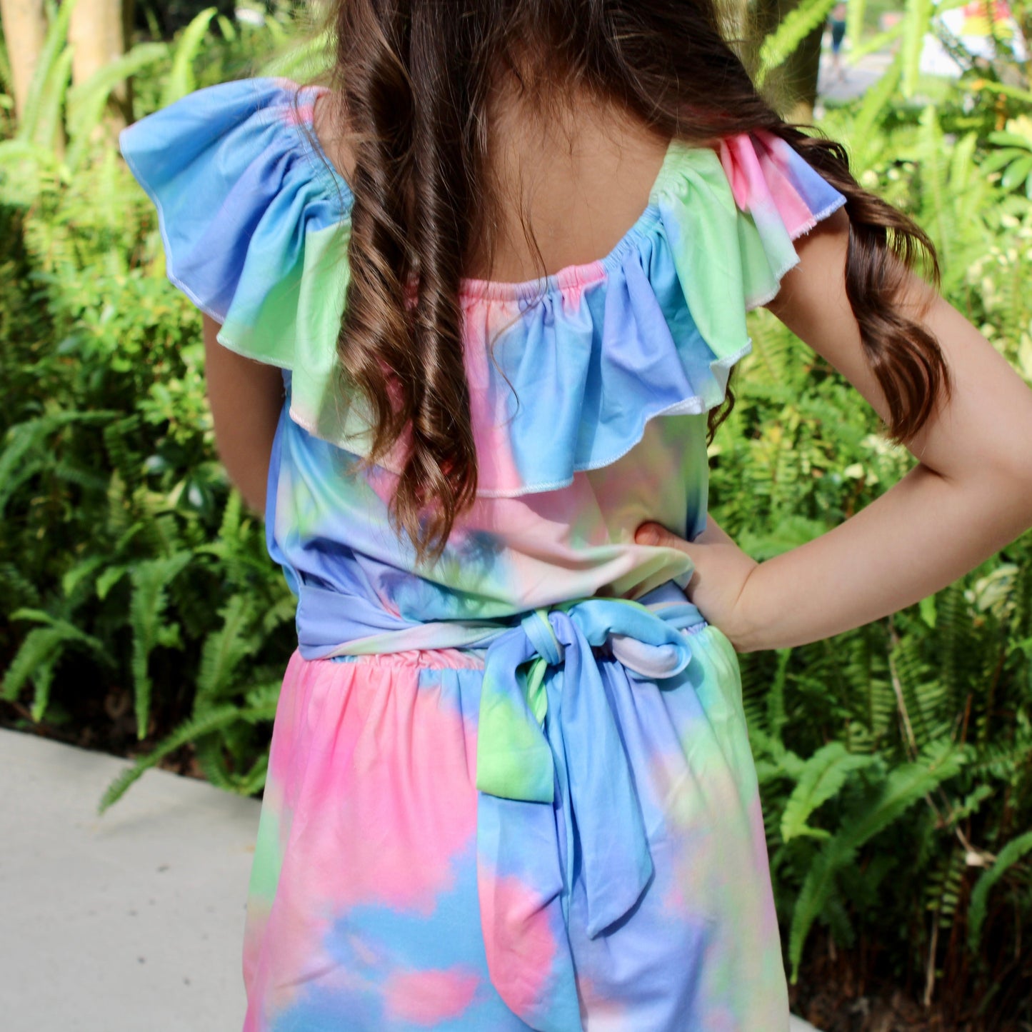 Girls Pastel Tie Dye Shorts Jumpsuit Easter Spring Kids Romper