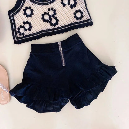 Floral Knitted Top & Shorts Set