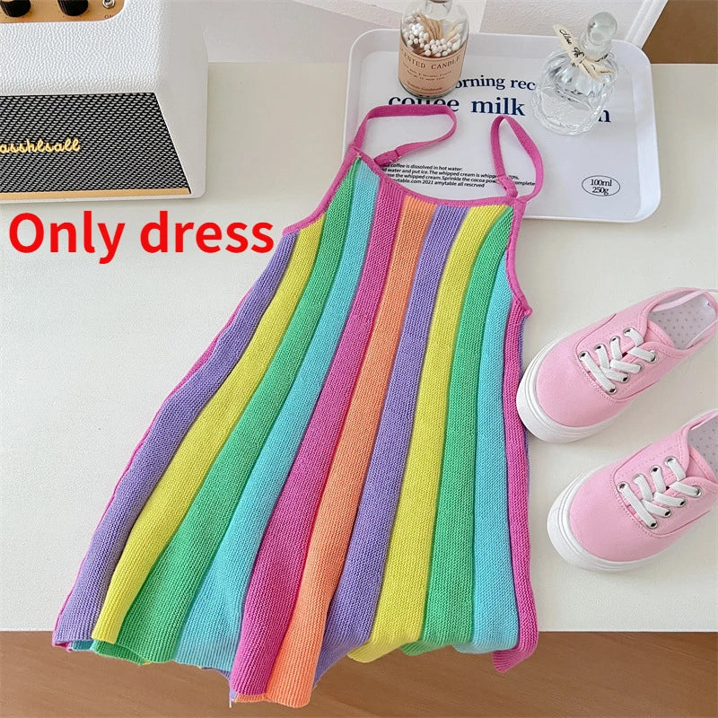 T-shirt + Rainbow Knitted Dress