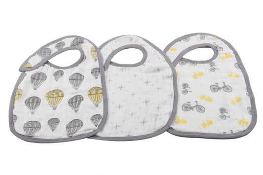 Traveler Bamboo Muslin Snap Bibs 3PK