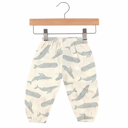 Blue Shadow Whales Bamboo Newcastle Mini Pants