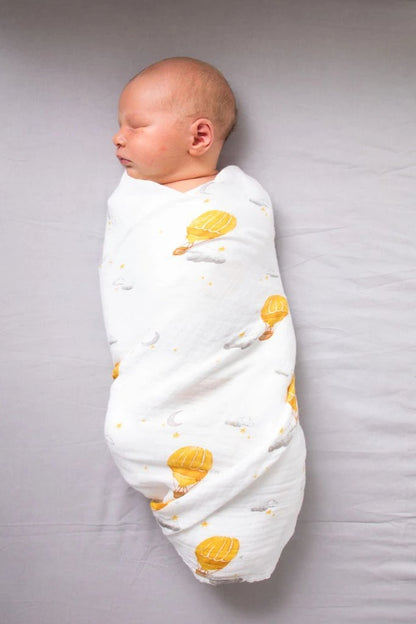 ORGANIC SWADDLE SET - FLY ME TO THE MOON (Starry Night + Hot Air